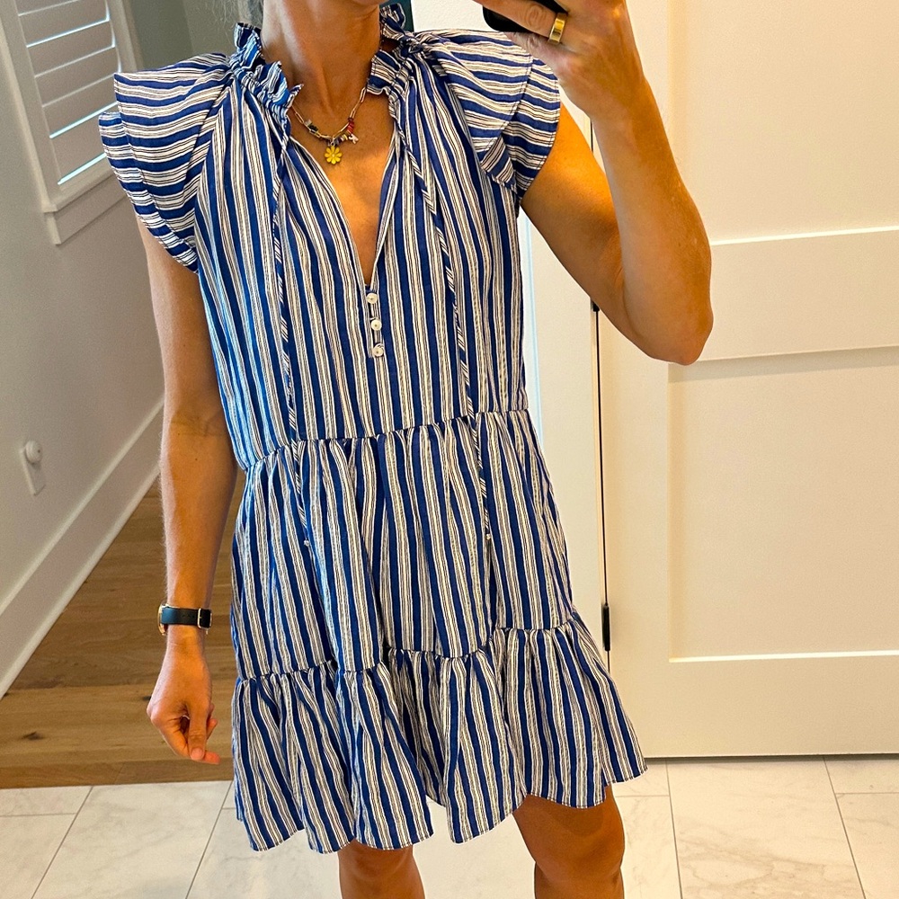 Veronica Beard Blue and White Striped dress